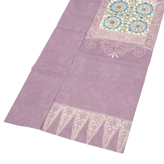 Recycled Nagoya obi (sash), pure silk, 9-inch width, excellent condition, unused, ready-made, purple, floral pattern, taiko knot design, dyed obi (tt0541b) [Kimono, Used, Obi, Recycled, Furisode, Yukata, Hakama, Japanese clothing, Vintage] [Used] 