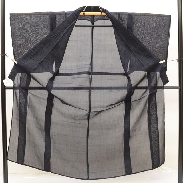 [Used] Men's Summer Kimono, Tsumugi Silk, Ready-made, Sleeve Length 65cm, Body Length 141cm, Size M, Navy Blue, Kasuri Pattern, Men's Kimono, tt0597b [Kimono, Used, Obi, Recycled, Furisode, Yukata, Hakama, Traditional Japanese Clothing, Vintage Clothing] 