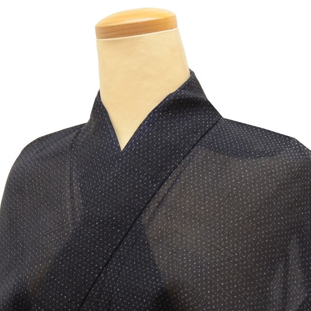 [Used] Men's Summer Kimono, Tsumugi Silk, Ready-made, Sleeve Length 65cm, Body Length 141cm, Size M, Navy Blue, Kasuri Pattern, Men's Kimono, tt0597b [Kimono, Used, Obi, Recycled, Furisode, Yukata, Hakama, Traditional Japanese Clothing, Vintage Clothing] 