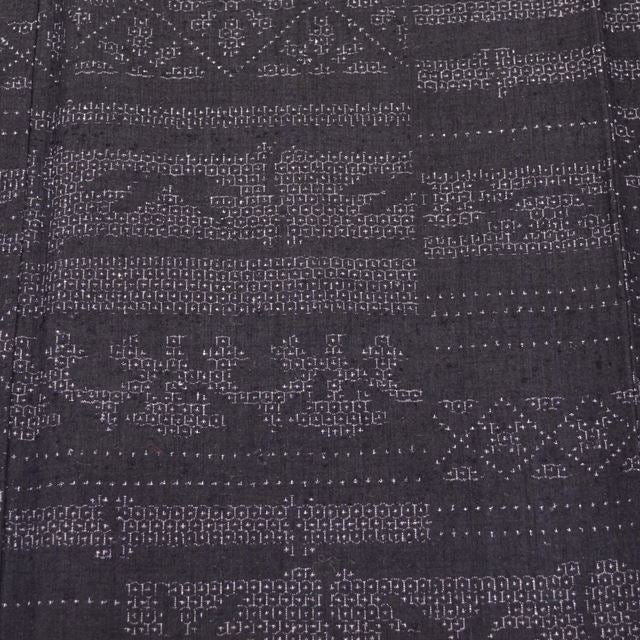 Vintage Japanese Kimono | Yuki Tsumugi | Black Purple Silk | Diamond Tortoiseshell Kasuri | Unused | Certified | Sustainable | tt0780b
