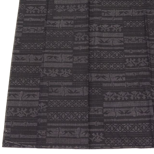 Vintage Japanese Kimono | Yuki Tsumugi | Black Purple Silk | Diamond Tortoiseshell Kasuri | Unused | Certified | Sustainable | tt0780b