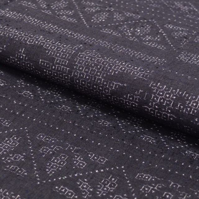Vintage Japanese Kimono | Yuki Tsumugi | Black Purple Silk | Diamond Tortoiseshell Kasuri | Unused | Certified | Sustainable | tt0780b