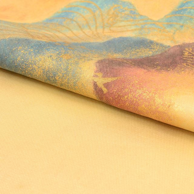 Vintage Japanese Obi | Sha-re Fukuro Obi | Brown Silk | Mountain Pattern | Kawashima Textile | Otaiko | Sustainable | tt0796b