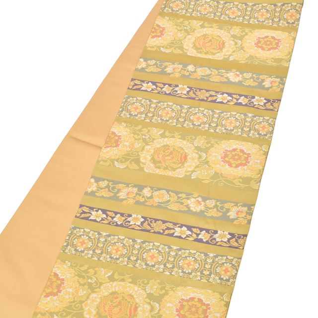 Vintage Japanese Obi | Fukuro Obi | Brown Silk | Floral Arabesque | Six-width | Gold Thread | Sustainable | tt0797b