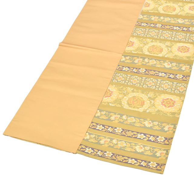 Vintage Japanese Obi | Fukuro Obi | Brown Silk | Floral Arabesque | Six-width | Gold Thread | Sustainable | tt0797b