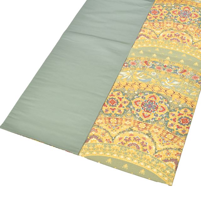 Vintage Japanese Obi | Fukuro Obi | Green Gold Silk | Floral Hishi Embroidery | Six-width | Furisode | Sustainable | tt0802b