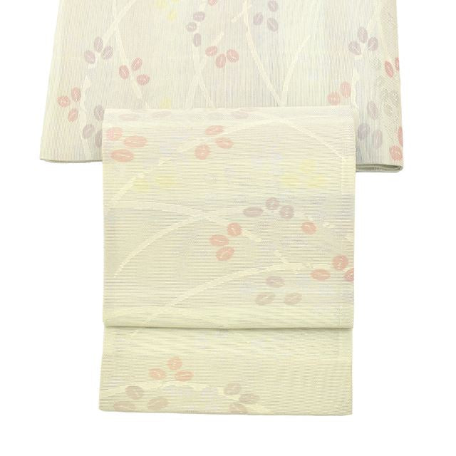 Vintage Japanese Obi | Summer Kyo-Bukuro Obi | Green Synthetic | Hagi Pattern | Ro Open Weave | Silver Thread | Sustainable | tt0830b