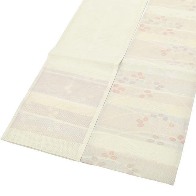 Vintage Japanese Obi | Summer Kyo-Bukuro Obi | Green Synthetic | Hagi Pattern | Ro Open Weave | Silver Thread | Sustainable | tt0830b