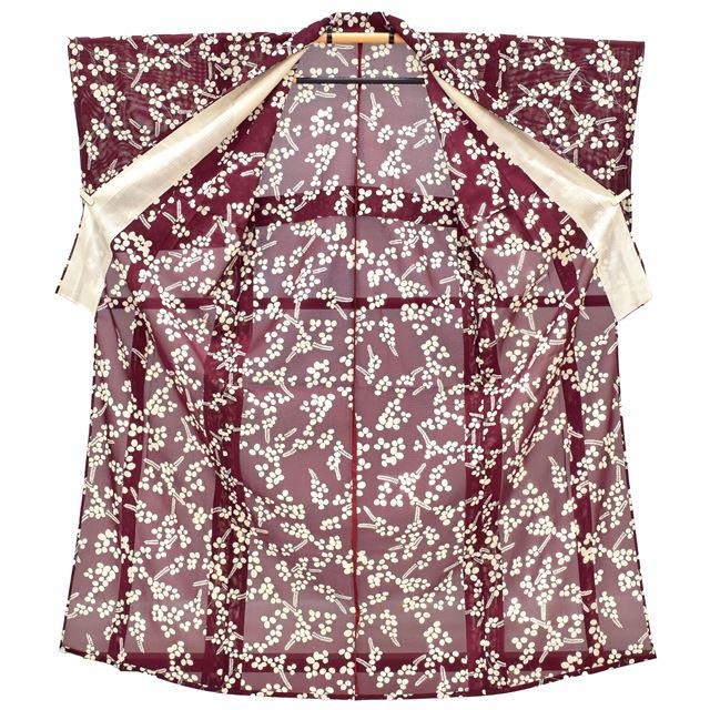 Vintage Japanese Kimono | Summer Komon | Purple Silk | Hagi Pattern | Ro Open Weave | Unused | Size M | Sustainable | tt0840b