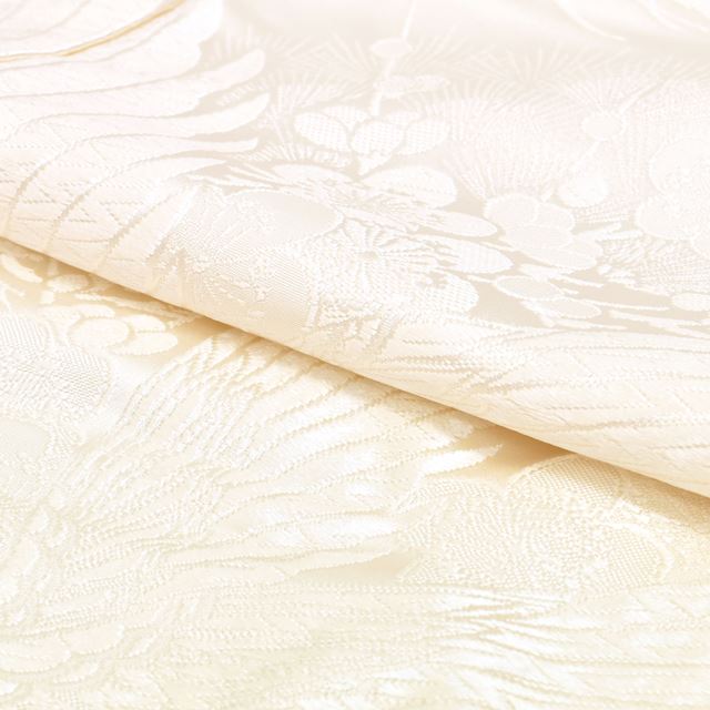 Vintage Japanese Kimono | Shiromuku | Cream Silk | Crane Pine Plum Embroidery | Bridal | Tall Size LL | Sustainable | tt0862b