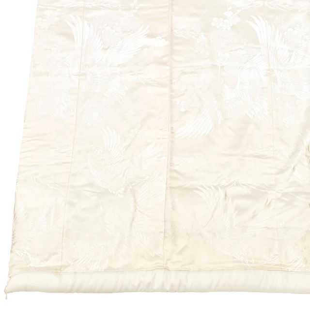Vintage Japanese Kimono | Shiromuku | Cream Silk | Crane Pine Plum Embroidery | Bridal | Tall Size LL | Sustainable | tt0862b