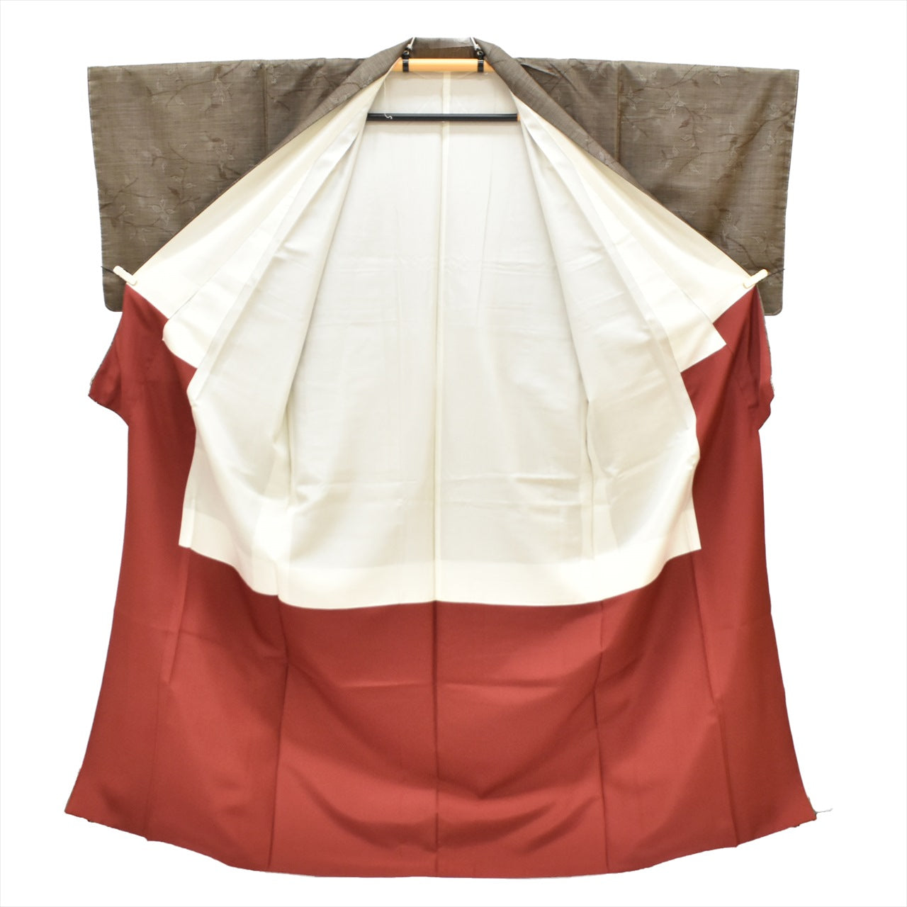Vintage Japanese Kimono | Oshima Tsumugi | Brown Silk | Botanical | Mud-dyed | 7-thread | Unused | Size M | Sustainable | tt0868b
