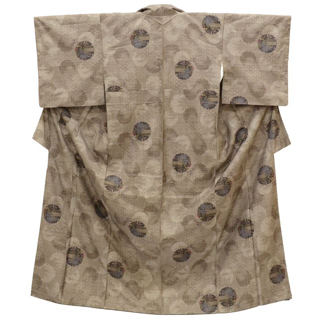 Vintage Japanese Kimono | Oshima Tsumugi | Brown Silk | Snow Ring | Mud-dyed | 9-thread | Size M | Sustainable | tt0878b