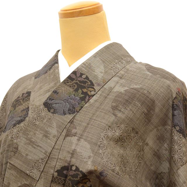 Vintage Japanese Kimono | Oshima Tsumugi | Brown Silk | Snow Ring | Mud-dyed | 9-thread | Size M | Sustainable | tt0878b