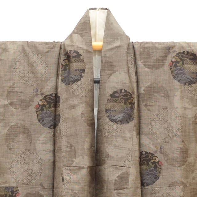 Vintage Japanese Kimono | Oshima Tsumugi | Brown Silk | Snow Ring | Mud-dyed | 9-thread | Size M | Sustainable | tt0878b