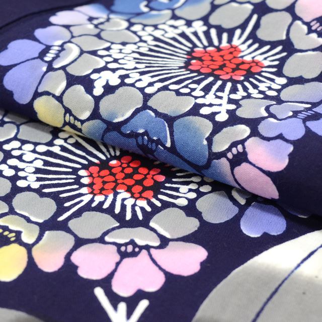 Vintage Japanese Yukata | Yukata | Navy Cotton | Hydrangea Pattern | Ladies | Petite Size S | Sustainable | tt0918b