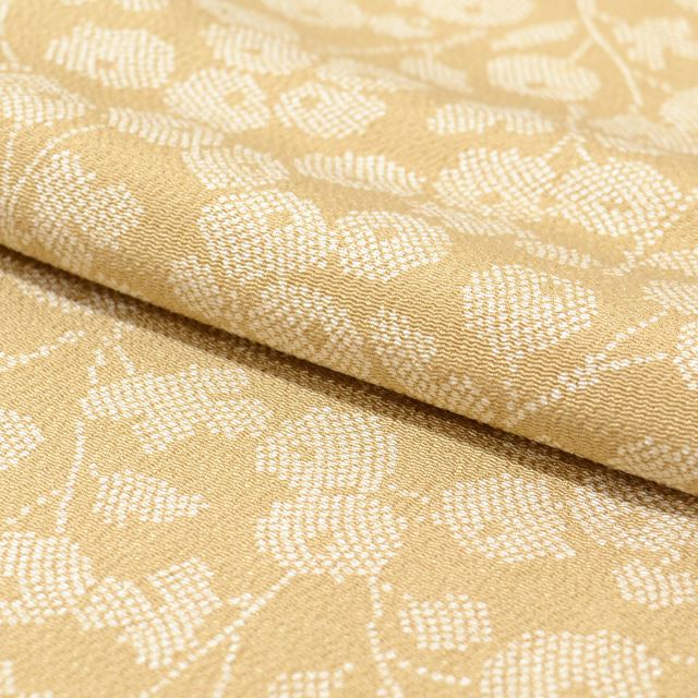 [Used] Komon (small patterned) recycled kimono, pure silk, sleeve length 68.5cm (27.0in), body length 156.0cm (61.4in), size M, brown, botanical pattern, crepe fabric, lined, high quality, semi-formal, spring, summer, autumn, winter, ready-made. 
