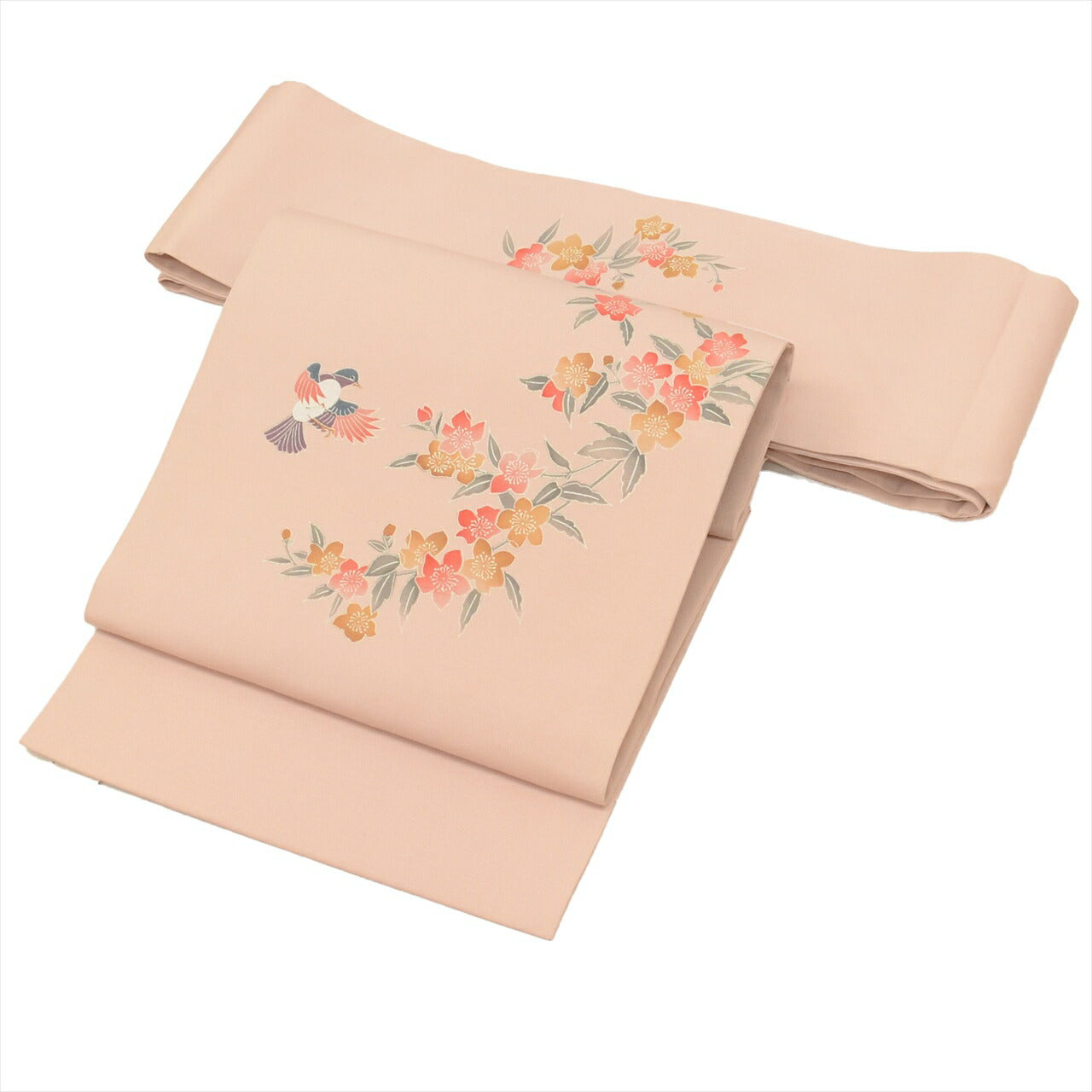 Vintage Japanese Obi | Nagoya Obi | Purple Synthetic | Floral Bird Pattern | Nine-sun | Otaiko | Sustainable | tt1051b