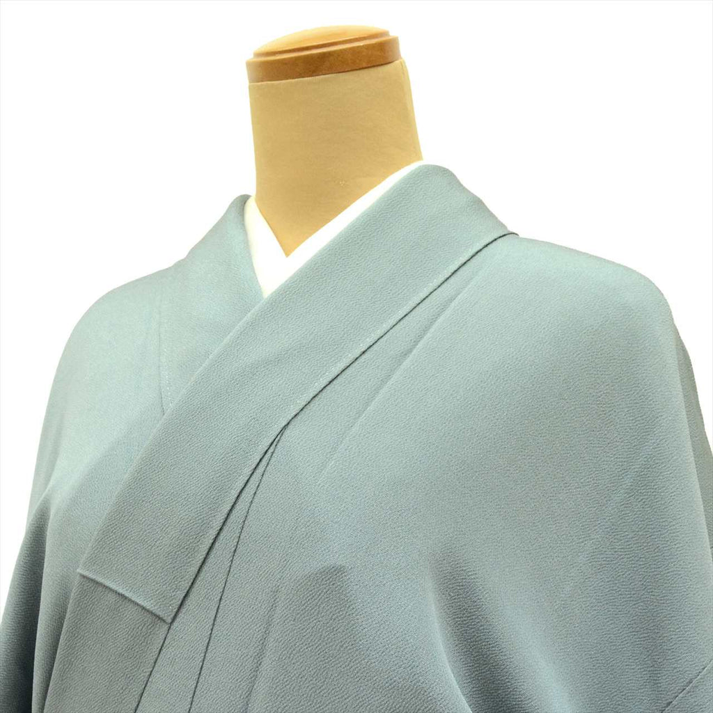Vintage Japanese Kimono | Tsukesage | Green Silk | Reed Grass Rabbit | Matsuo Kouryu Artist | One Crest | Size L | Sustainable | tt1057b