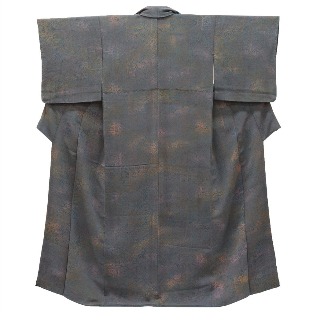[Used] Komon (small patterned) recycled kimono, pure silk, length 155.0cm (61.0in), sleeve length 63.5cm (25.0in), size S, navy blue, floral pattern, crepe fabric, lined, high quality, semi-formal, spring, summer, autumn, winter, ready-made. 