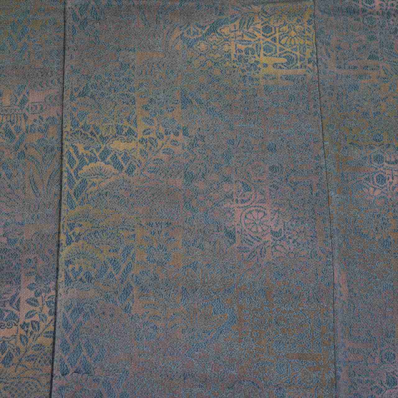 [Used] Komon (small patterned) recycled kimono, pure silk, length 155.0cm (61.0in), sleeve length 63.5cm (25.0in), size S, navy blue, floral pattern, crepe fabric, lined, high quality, semi-formal, spring, summer, autumn, winter, ready-made. 