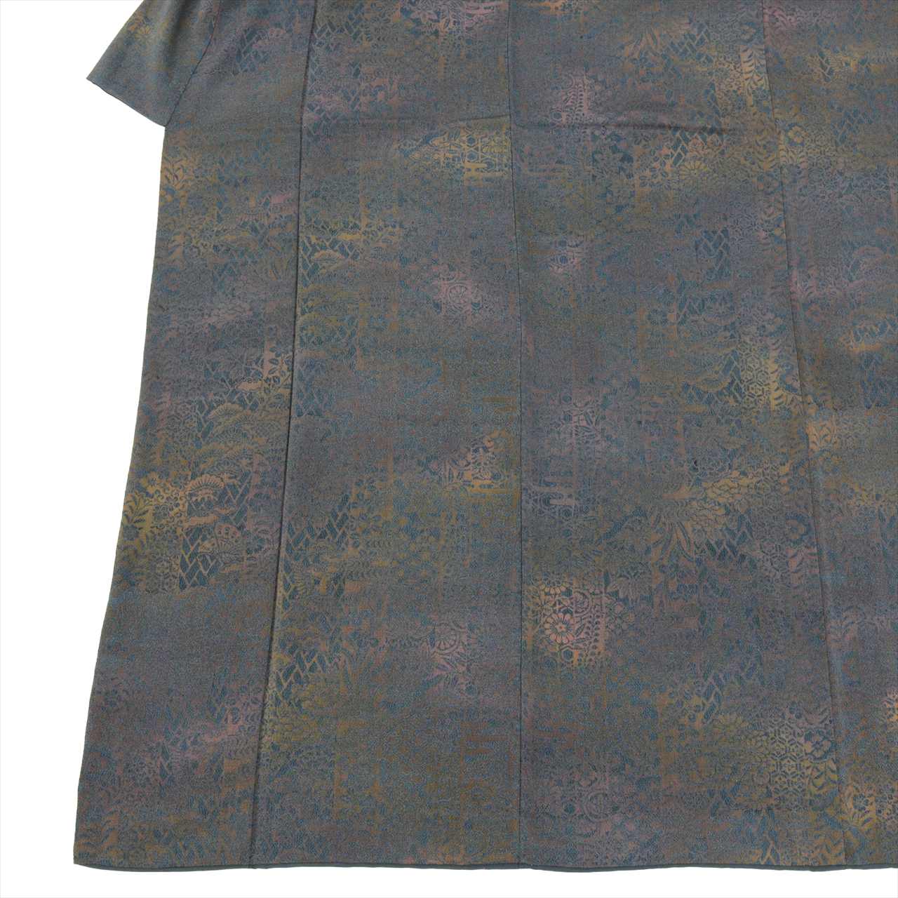 [Used] Komon (small patterned) recycled kimono, pure silk, length 155.0cm (61.0in), sleeve length 63.5cm (25.0in), size S, navy blue, floral pattern, crepe fabric, lined, high quality, semi-formal, spring, summer, autumn, winter, ready-made. 
