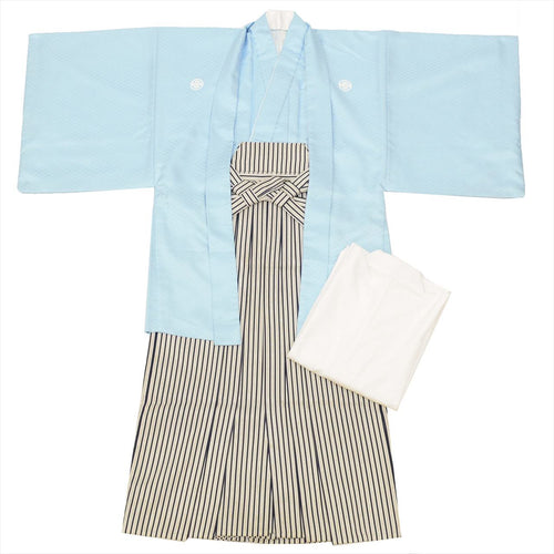 Vintage Japanese Hakama | Men's Montsuki Hakama Full Set | Blue Synthetic | Five Crests | Men's Size M | Sustainable | tt1131b