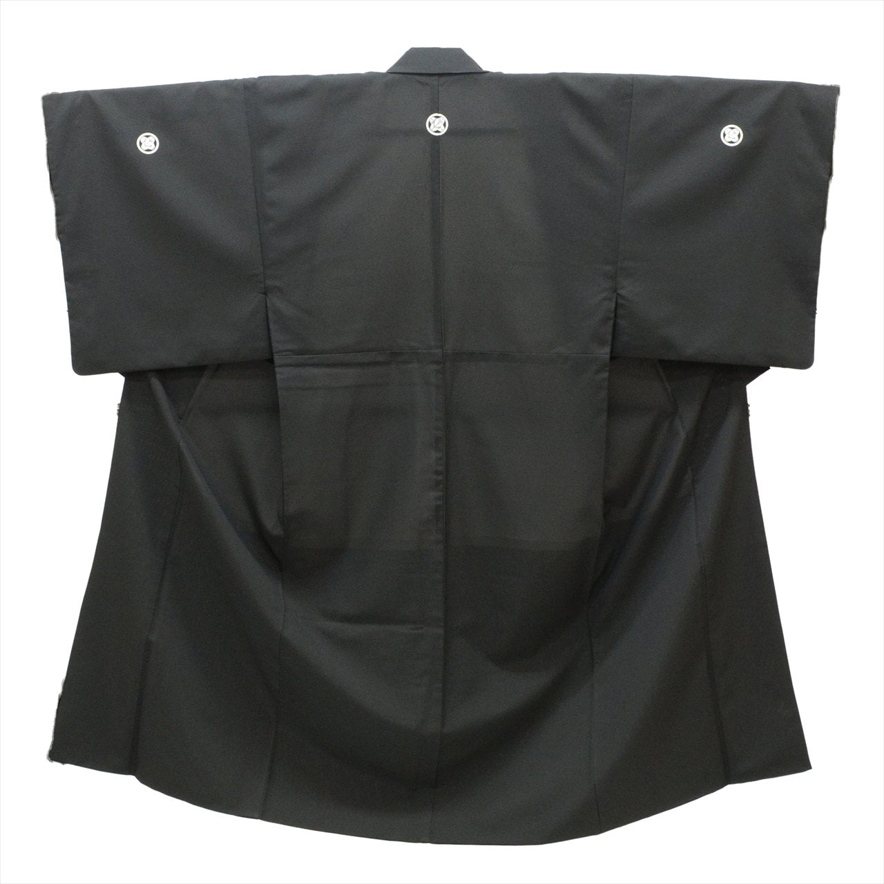 Vintage Japanese Hakama | Men's Montsuki Hakama Full Set | Black Synthetic | Five Crests | With Haori Himo | Sustainable | tt1146b