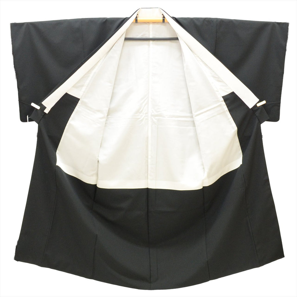 Vintage Japanese Hakama | Men's Montsuki Hakama Full Set | Black Synthetic | Five Crests | With Haori Himo | Sustainable | tt1146b