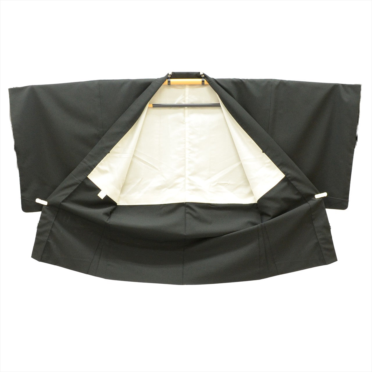 Vintage Japanese Hakama | Men's Montsuki Hakama Full Set | Black Synthetic | Five Crests | With Haori Himo | Sustainable | tt1146b
