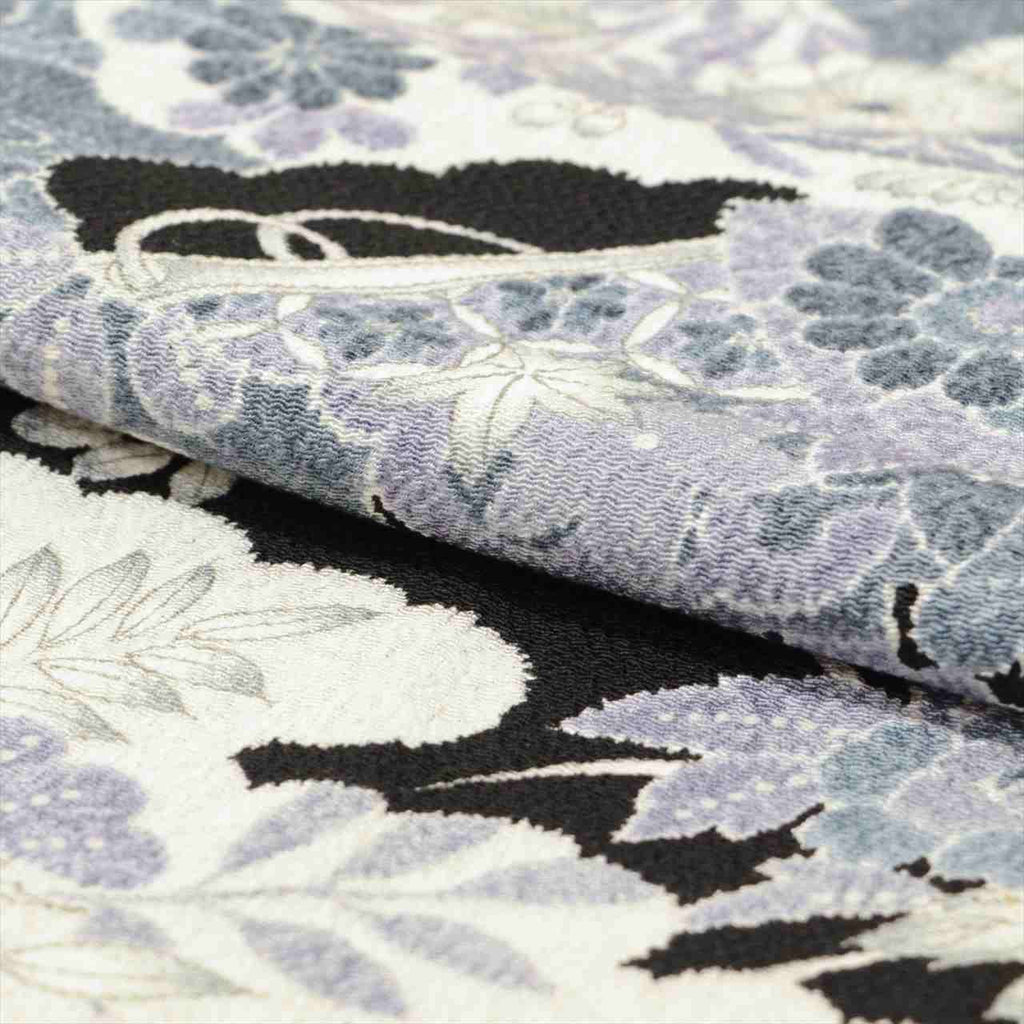 [Used] Komon (small patterned) recycled kimono, pure silk, length 154.5cm (60.8in) (size S), sleeve length 67.0cm (26.4in), white, landscape and floral pattern, crepe fabric, lined, high quality, semi-formal, spring, summer, autumn, winter, ready-made. 