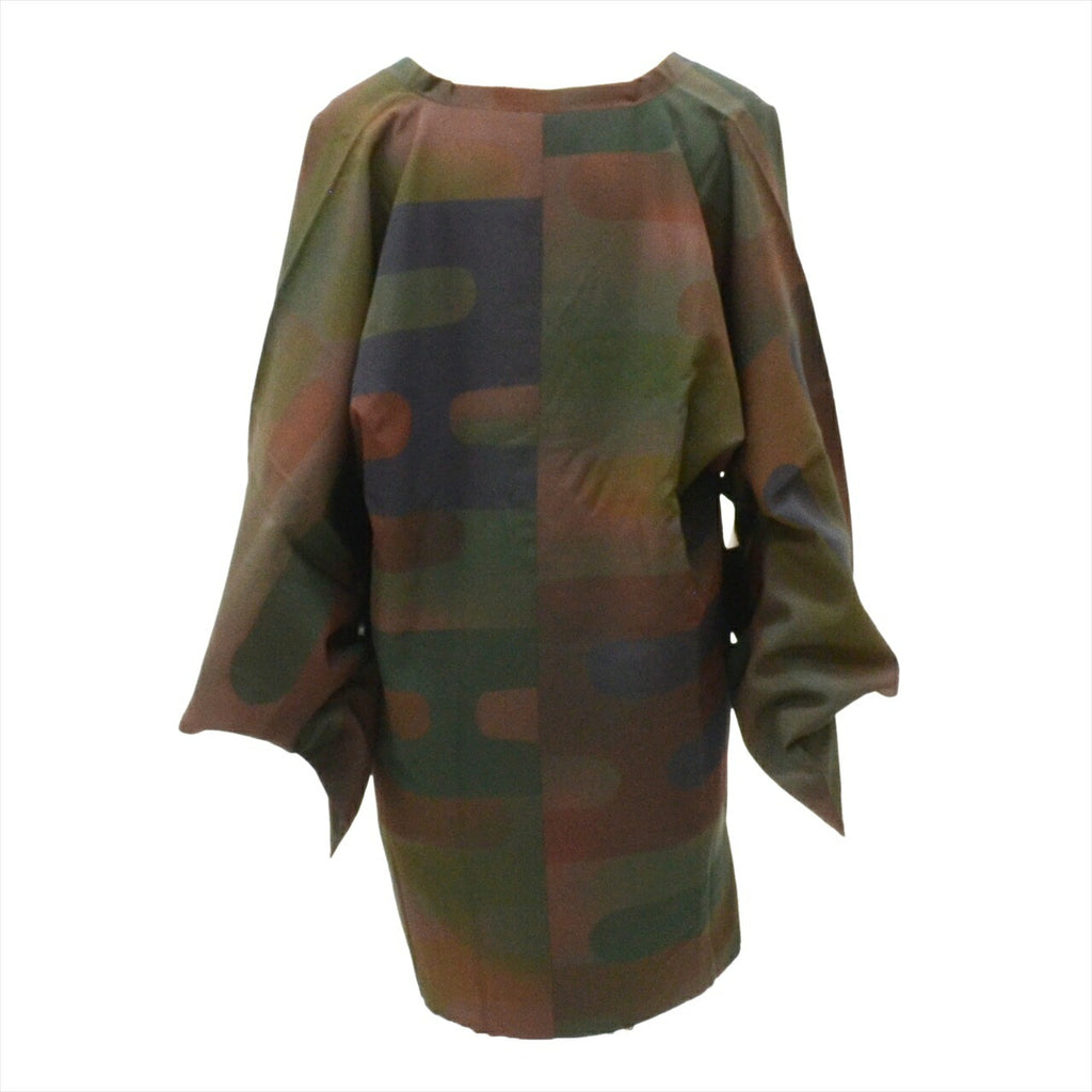 [Used] Silk Michiyuki Coat, Recycled, Length 82.5cm, Sleeve Length 63cm, Greenish, Mist Pattern, Used Michiyuki Collar, tt1341b [Japanese Clothing, Casual Kimono, Outlet, Retro, Antique, Affordable, Stylish, Everyday Wear, Lessons, Outlet, Kimono] 