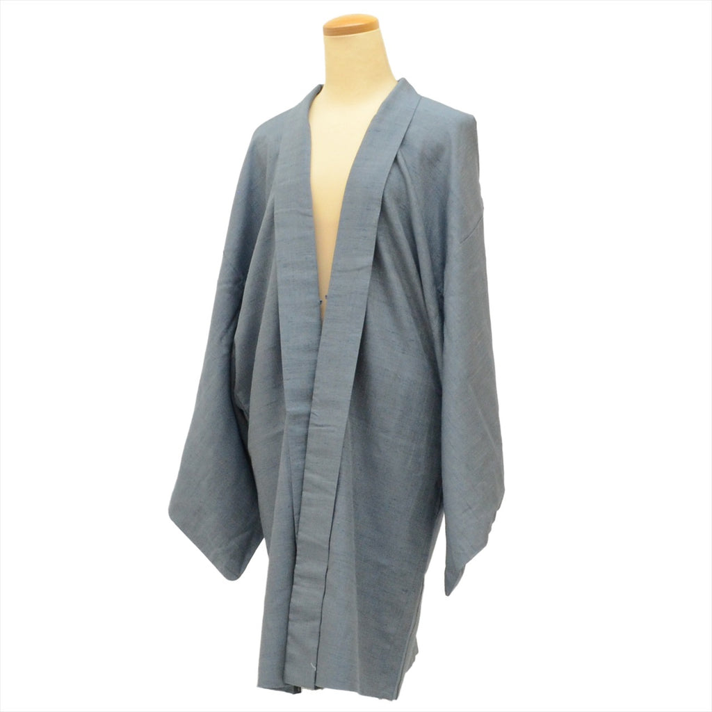 [Used] Long Haori (Kimono Jacket), Pure Silk, Length 97cm, Sleeve Length 73.2cm, Grayish Color, Tsumugi Fabric, Men's, tt1348b [Japanese Clothing, Casual Kimono, Outlet, Retro, Antique, Affordable, Stylish, Everyday Wear, Lessons, Outlet, Kimono] 