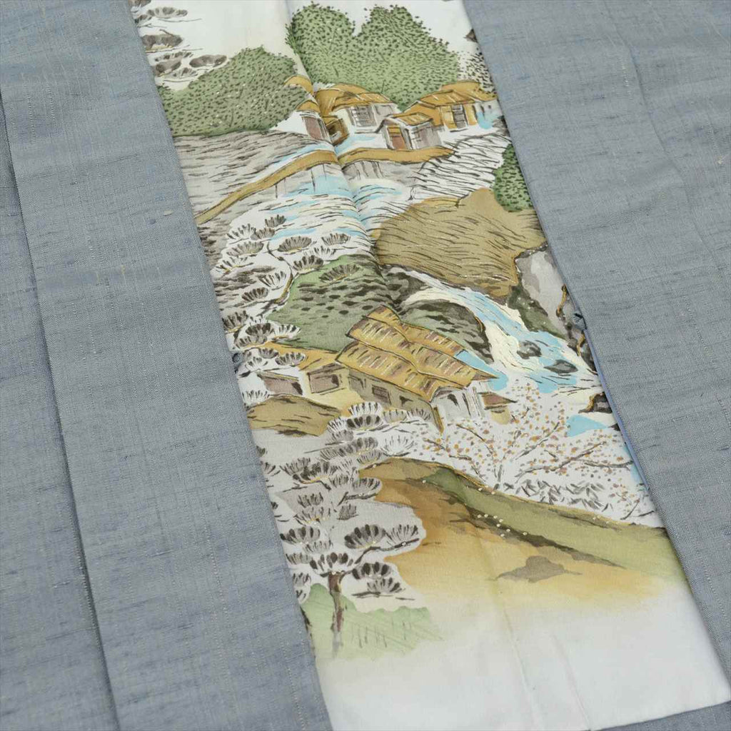 [Used] Long Haori (Kimono Jacket), Pure Silk, Length 97cm, Sleeve Length 73.2cm, Grayish Color, Tsumugi Fabric, Men's, tt1348b [Japanese Clothing, Casual Kimono, Outlet, Retro, Antique, Affordable, Stylish, Everyday Wear, Lessons, Outlet, Kimono] 