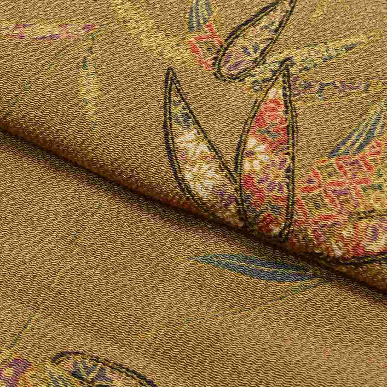 [Used] Komon (small patterned) recycled kimono, pure silk, length 154cm (size S), sleeve length 64.7cm, unused, brown tones, bamboo leaf pattern, crepe fabric, lined, high quality, semi-formal, spring, summer, autumn, winter, ready-made. 