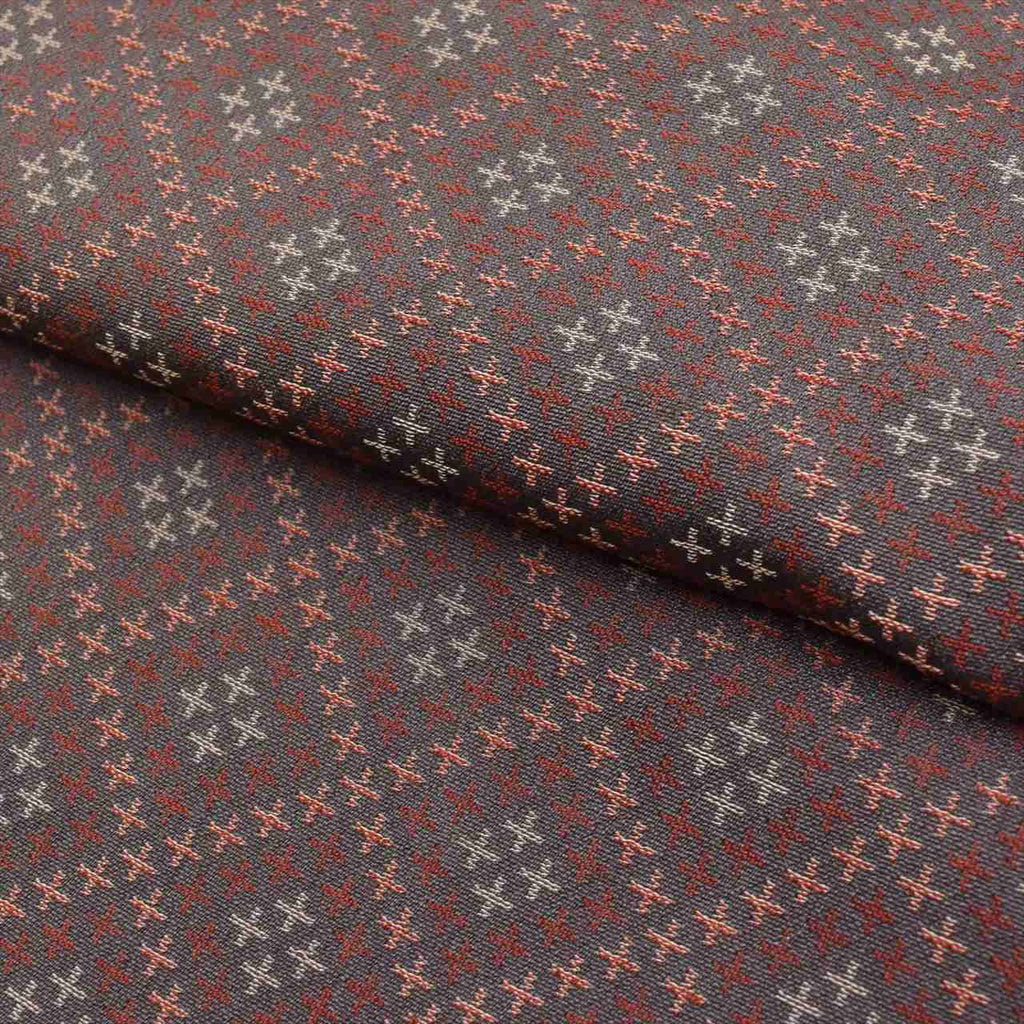 [Used] Komon (small patterned) recycled kimono, pure silk, length 150.5cm (59.3in), size S, sleeve length 64.0cm (25.2in), gray, diamond pattern, lined, high quality, semi-formal, spring, summer, autumn, winter, ready-made. 