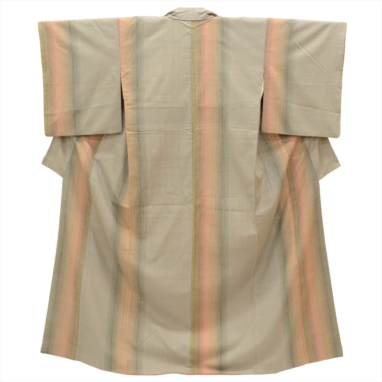 [Used] Yuki Tsumugi Kimono, Pure Silk, Recycled, Length 157cm (M), Sleeve Length 65.5cm, Ready-made, Gray, Striped Pattern [Tsumugi, Tsumugi Kimono, Recycled Tsumugi, Pure Silk, Lined, Tsumugi, Reuse, Vintage, Outlet, Free Shipping] tt1550b 
