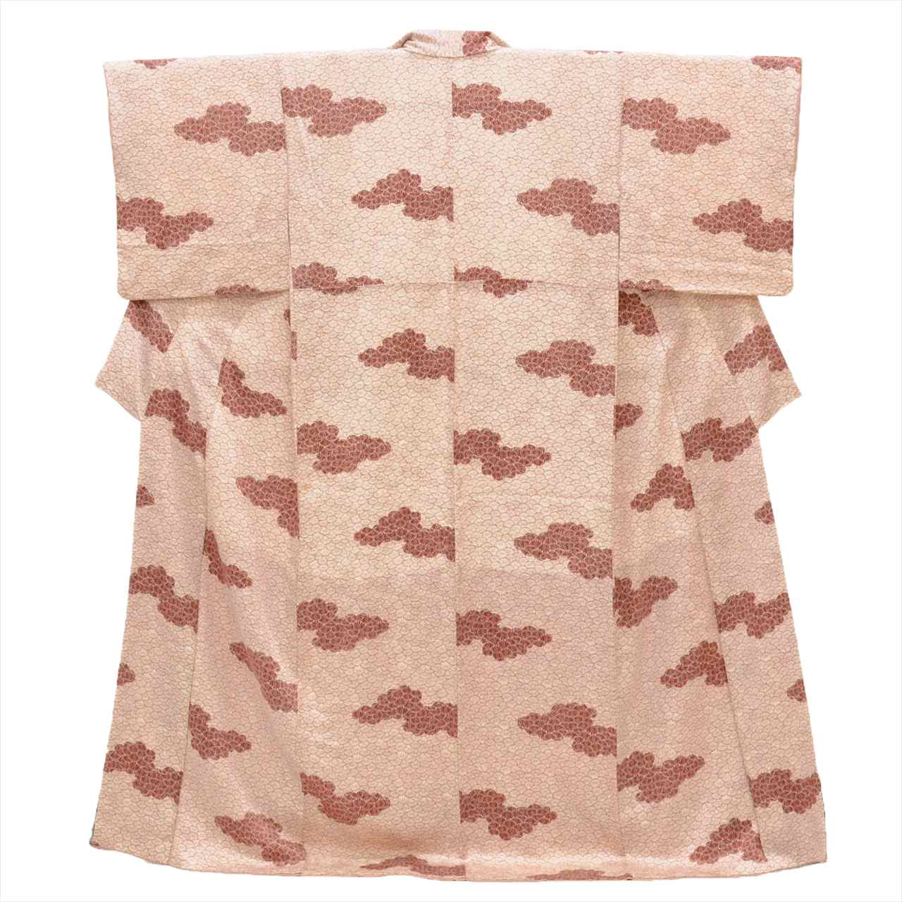 [Used] Komon (small patterned) recycled kimono, pure silk, length 161.5cm (63.6in) (size L), sleeve length 65.8cm (25.9in), white, chrysanthemum pattern, lined, high quality, semi-formal, spring, summer, autumn, winter, ready-made. 