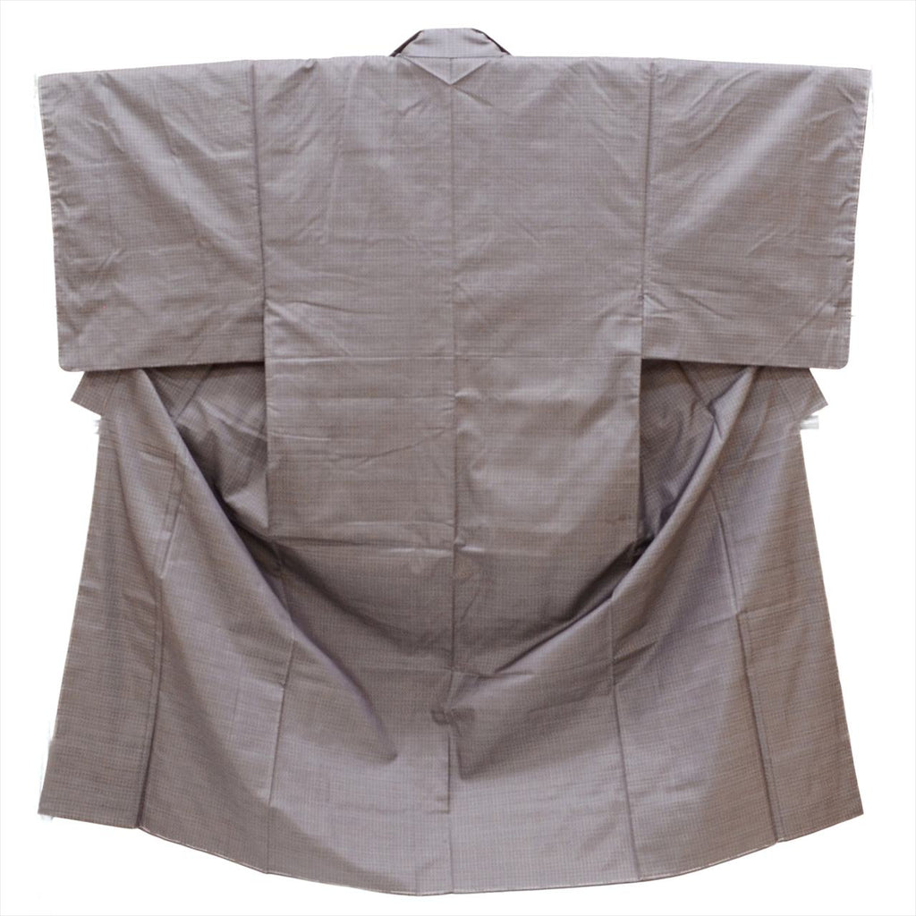 [Used] Oshima Tsumugi Set, Length 143cm, Size L, Sleeve Length 68.5cm, Men's, Authentic Amami Oshima Tsumugi, Handwoven Kimono and Haori Set, Pure Silk, Ready-made, Unused, Purple Stripe Pattern, with Haori Cord and Certificate of Authenticity, tt1626b 