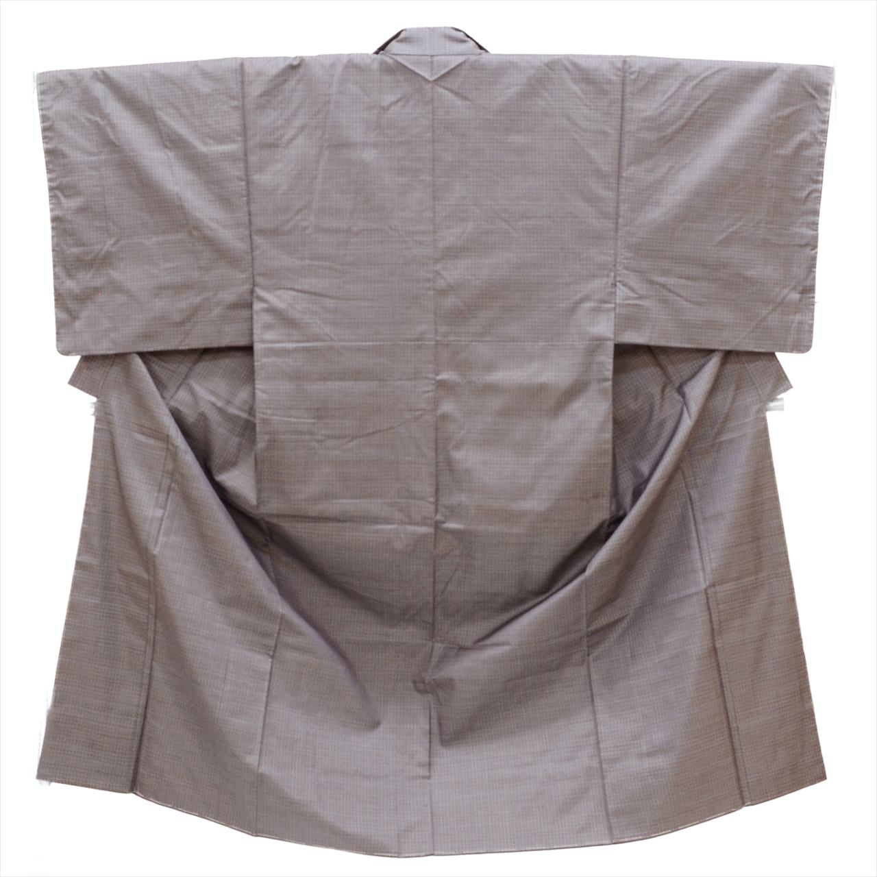 [Used] Oshima Tsumugi Set, Length 143cm, Size L, Sleeve Length 68.5cm, Men's, Authentic Amami Oshima Tsumugi, Handwoven Kimono and Haori Set, Pure Silk, Ready-made, Unused, Purple Stripe Pattern, with Haori Cord and Certificate of Authenticity, tt1626b 