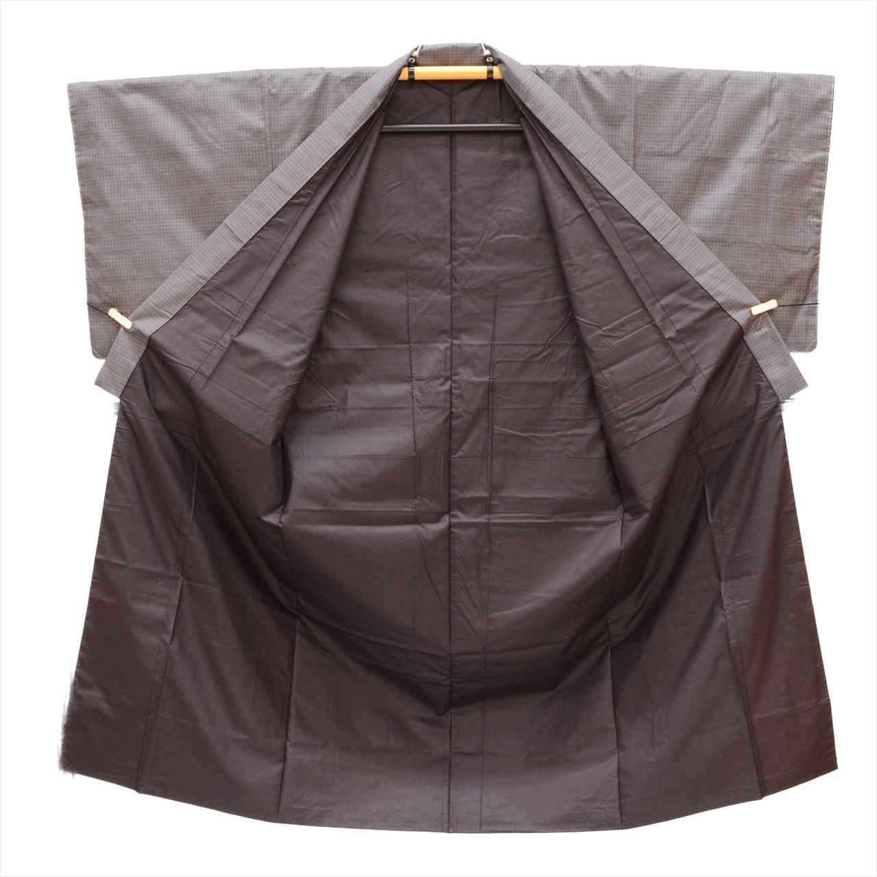 [Used] Oshima Tsumugi Set, Length 143cm, Size L, Sleeve Length 68.5cm, Men's, Authentic Amami Oshima Tsumugi, Handwoven Kimono and Haori Set, Pure Silk, Ready-made, Unused, Purple Stripe Pattern, with Haori Cord and Certificate of Authenticity, tt1626b 