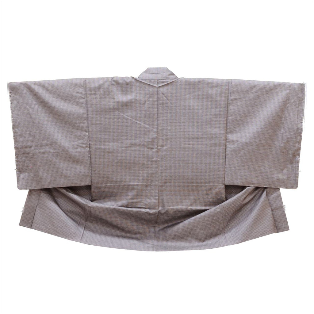 [Used] Oshima Tsumugi Set, Length 143cm, Size L, Sleeve Length 68.5cm, Men's, Authentic Amami Oshima Tsumugi, Handwoven Kimono and Haori Set, Pure Silk, Ready-made, Unused, Purple Stripe Pattern, with Haori Cord and Certificate of Authenticity, tt1626b 