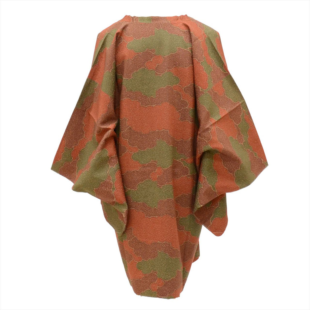 [Used] Silk Michiyuki Coat, Length 87.5cm, Sleeve Length 64cm, Brown with Cloud Pattern, Recycled Kimono, Michiyuki Collar, tt1797b [Japanese Clothing, Casual Kimono, Outlet, Retro, Antique, Affordable, Stylish, Everyday Wear, Lessons, Outlet, Kimono] 