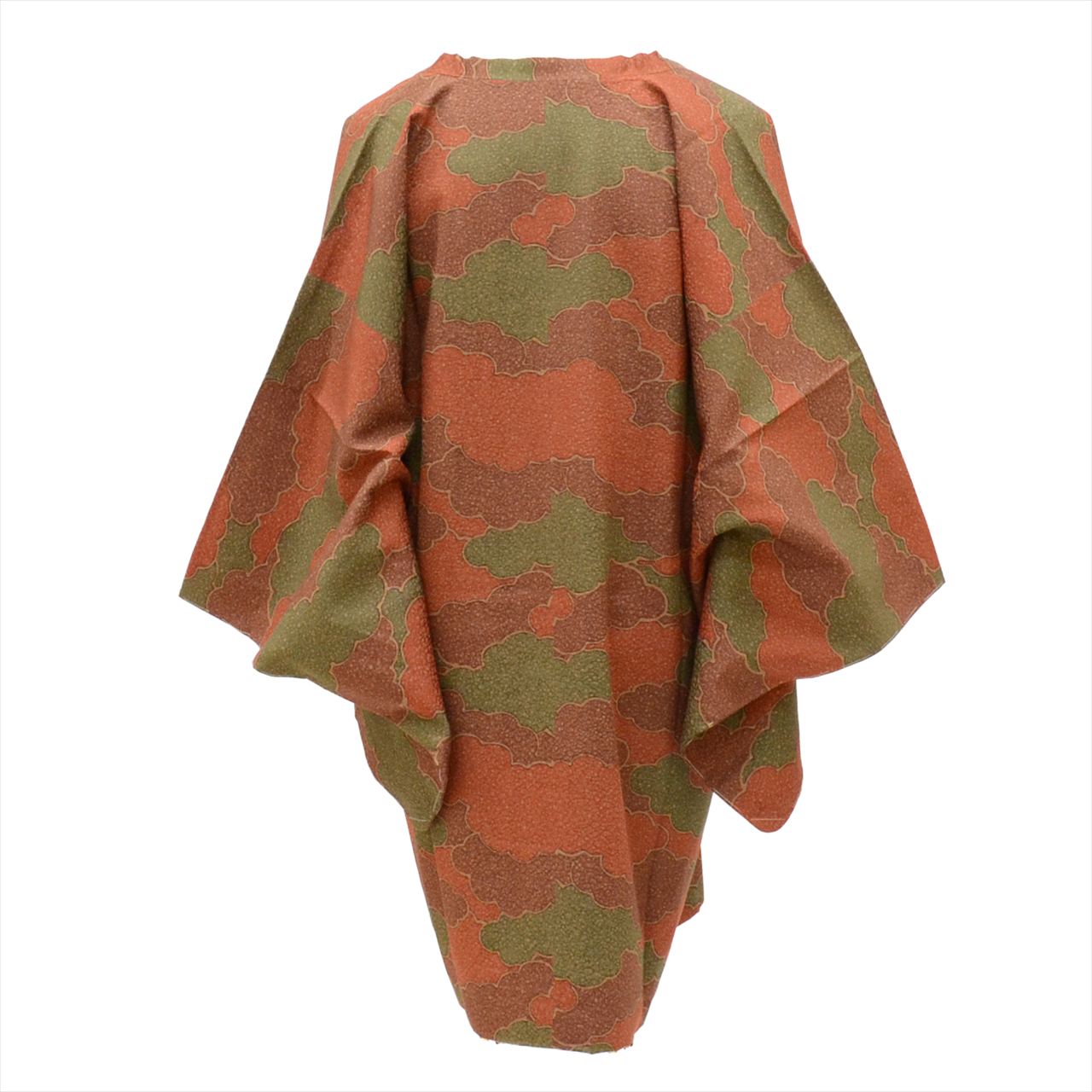 [Used] Silk Michiyuki Coat, Length 87.5cm, Sleeve Length 64cm, Brown with Cloud Pattern, Recycled Kimono, Michiyuki Collar, tt1797b [Japanese Clothing, Casual Kimono, Outlet, Retro, Antique, Affordable, Stylish, Everyday Wear, Lessons, Outlet, Kimono] 
