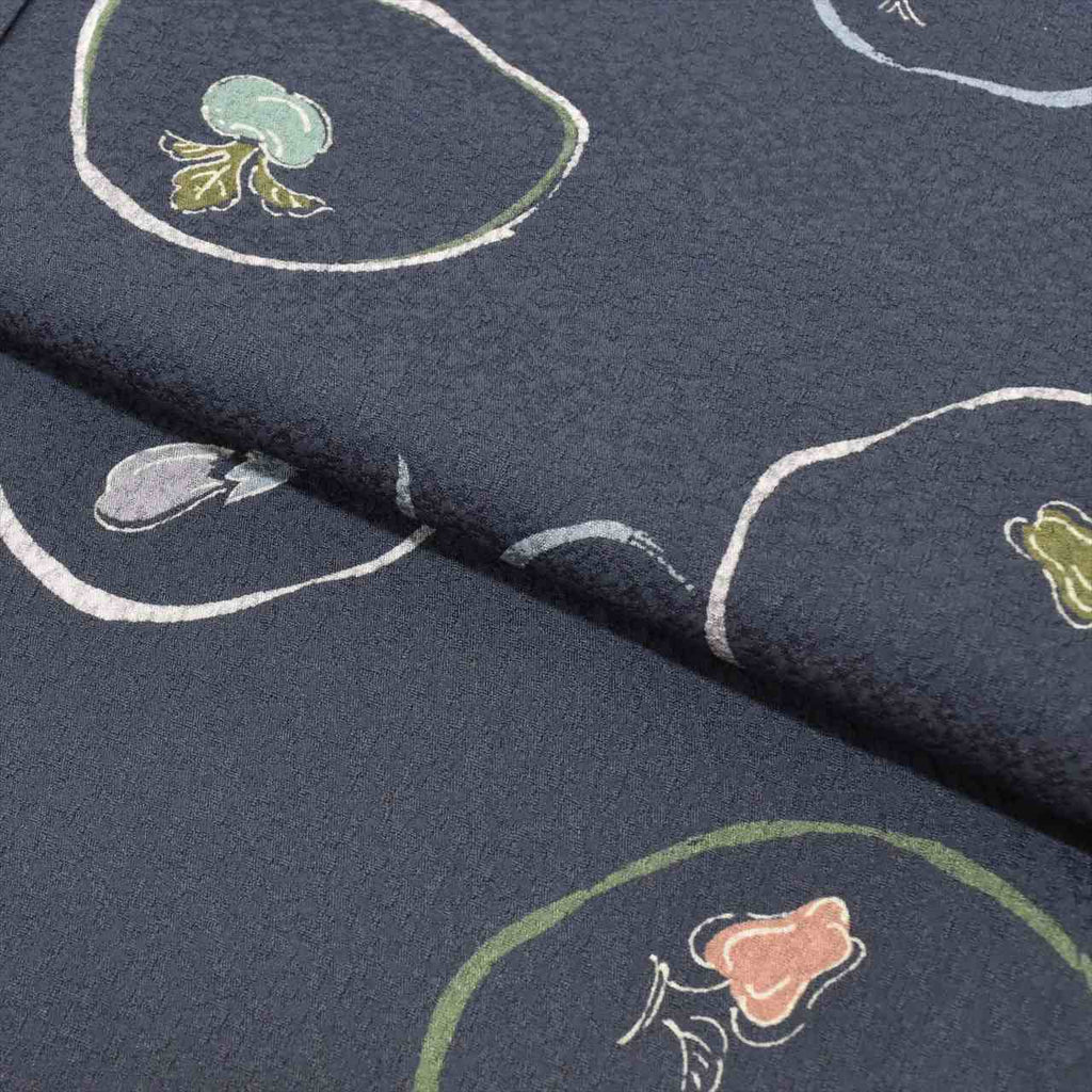 [Used] Komon (small patterned) recycled kimono, synthetic fiber, length 154cm, size S, sleeve length 64.5cm, excellent condition, unused, round vegetable pattern, washable, lined, high quality, semi-formal, spring, summer, autumn, winter, ready-made. 