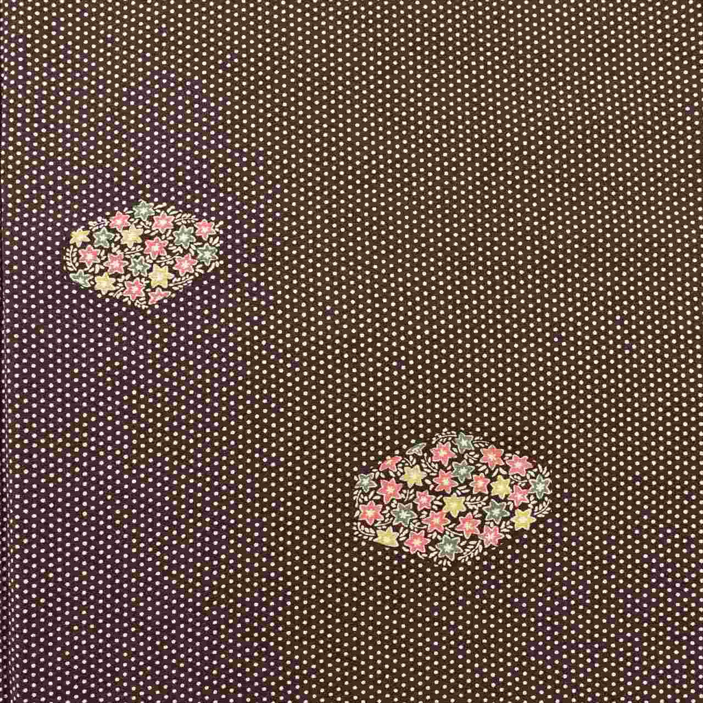 [Used] Komon (small patterned) recycled kimono, pure silk, length 161cm (size L), sleeve length 65cm, brown with polka dot and floral pattern, crepe fabric, lined, high quality, semi-formal, spring, summer, autumn, winter, ready-made. 