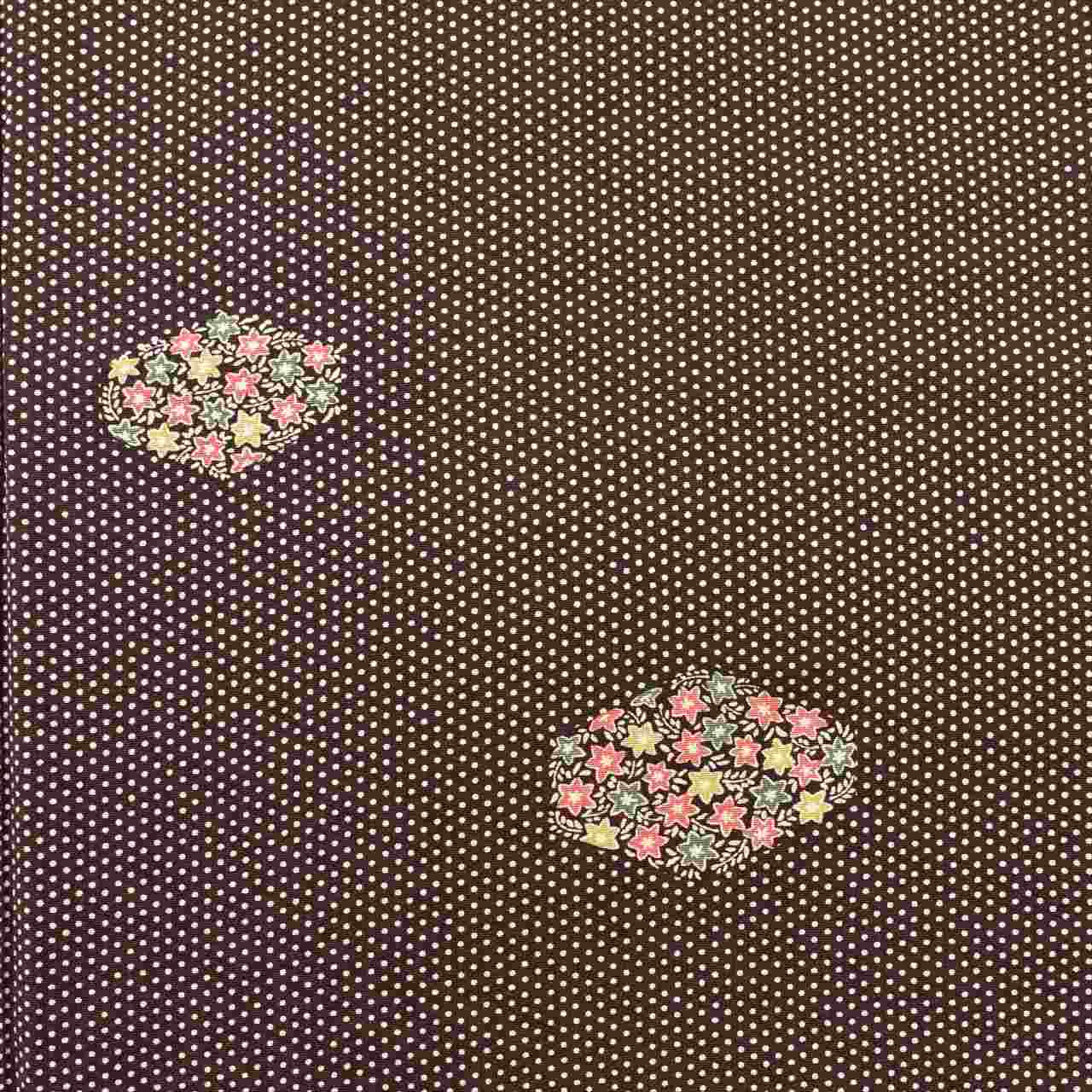 [Used] Komon (small patterned) recycled kimono, pure silk, length 161cm (size L), sleeve length 65cm, brown with polka dot and floral pattern, crepe fabric, lined, high quality, semi-formal, spring, summer, autumn, winter, ready-made. 