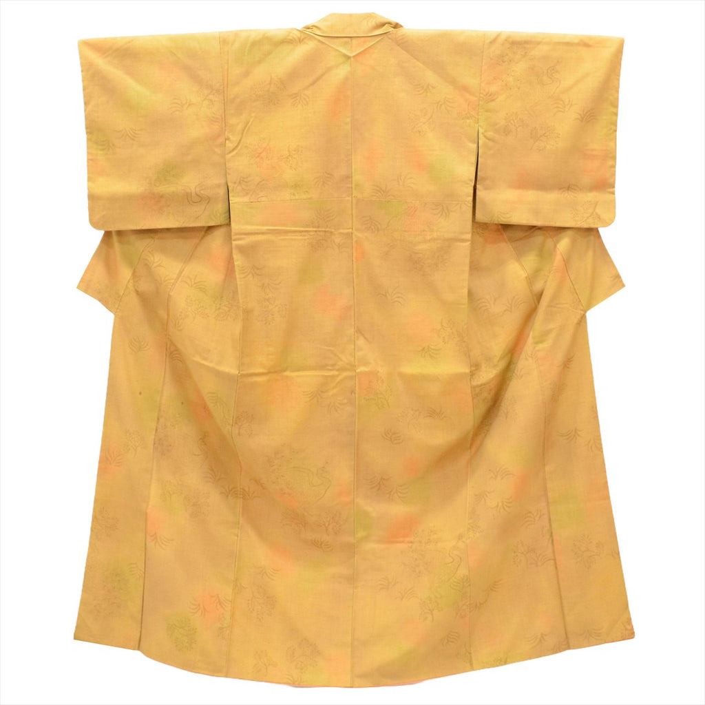[Used] Yuki Tsumugi Silk Kimono, Recycled, Length 156.5cm (61.6in) (M), Sleeve Length 63.3cm (24.9in), Ready-made, Brown, Peacock Pattern [Tsumugi, Tsumugi Kimono, Recycled Tsumugi, Pure Silk, Lined, Tsumugi, Reuse, Vintage, Outlet, Free Shipping] tt2209b 