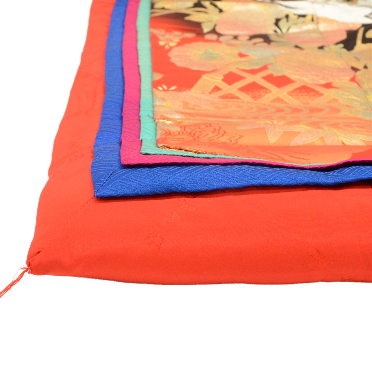 [Used] Silk Uchikake (wedding kimono), 199cm length (LL size), 65cm sleeve length, ready-made, recycled kimono, orange color, crane pattern, twelve-layered kimono style, embroidery, gold leaf, tt2298b [Japanese clothing, outlet, kimono] 