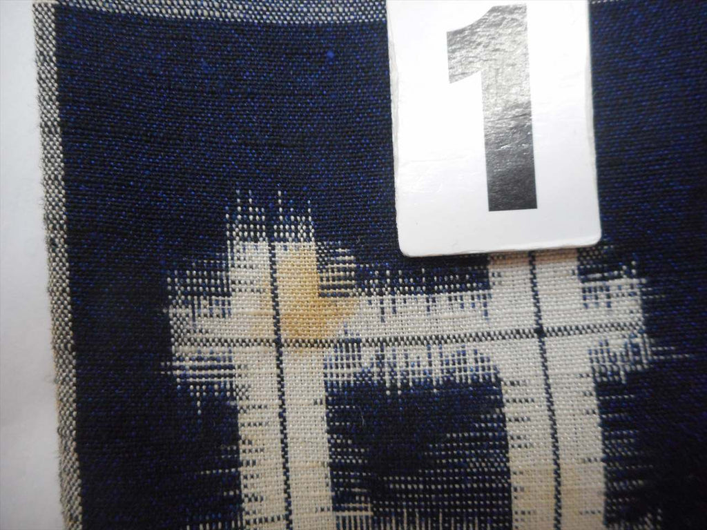 Traveling coat, wool, length 81.0cm (31.9in), sleeve length 67.0cm (26.4in), navy blue, ikat pattern, kimono collar, recycled kimono, tt2411b 